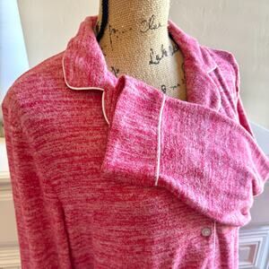 Aamikast Womens Button Down Long Sleeve Pajama Set Pink Sz L Cozy Sleepware